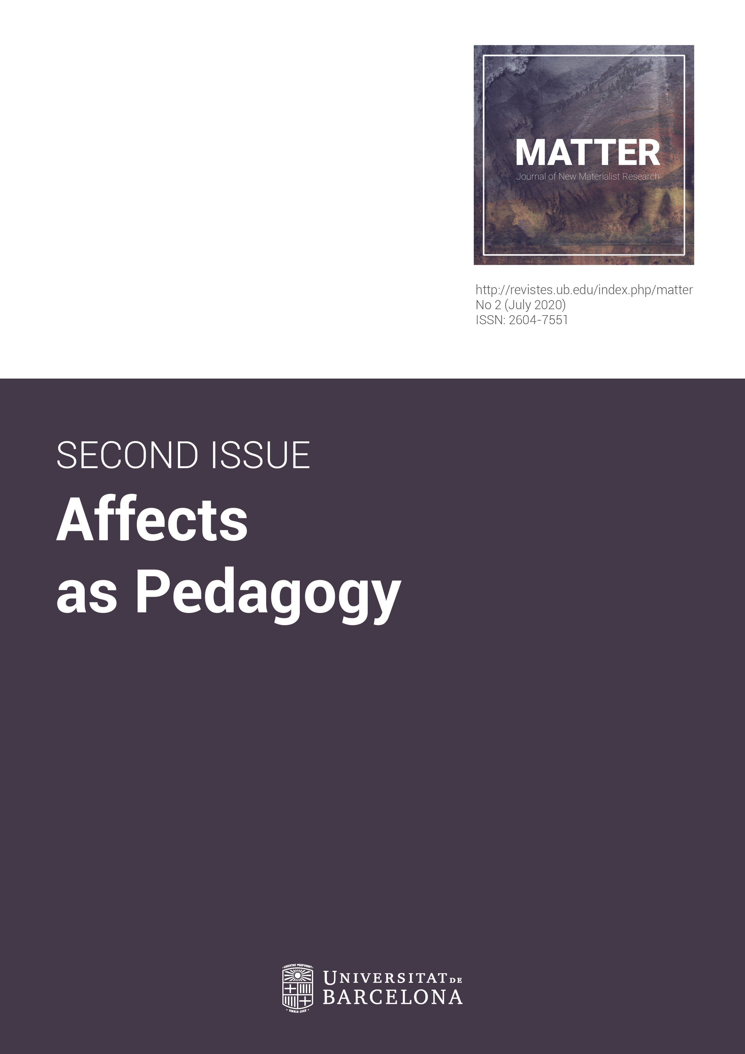 					Ver Vol. 2 (2020): Affects as Pedagogy
				